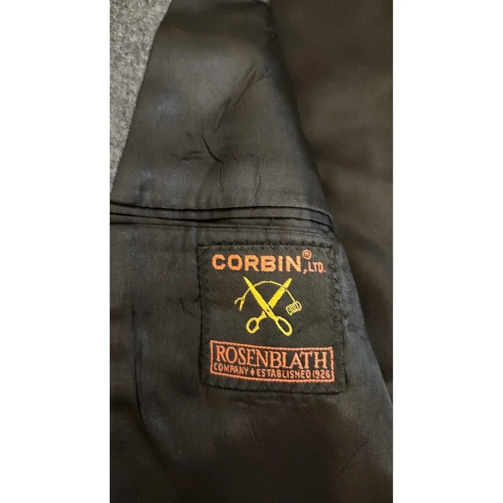 Vintage Corbin Blazer Mens‎ Large Gray Wool Two Button Sport Coat Made USA READ